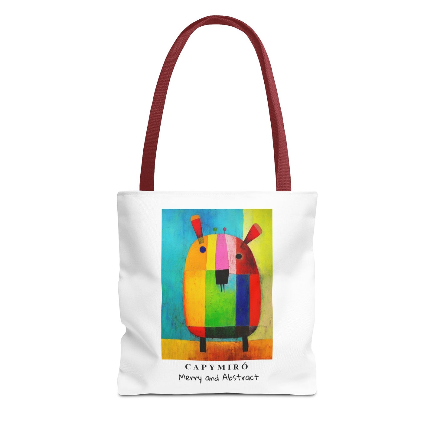 Capy Miro Christmas Tote Bag – Surreal Capybara Art – Merry & Abstract – Joan Miró Inspired Canvas Bag Gift