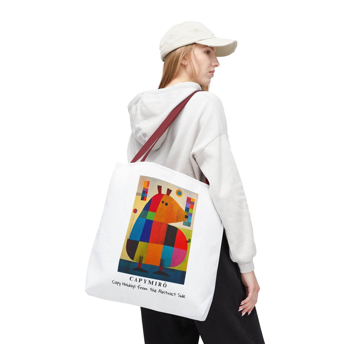 Capy Miro Christmas Tote Bag – Surreal Capybara Art – Capy Holiday from the Abstract Side – Joan Miró Inspired Canvas Bag Gift