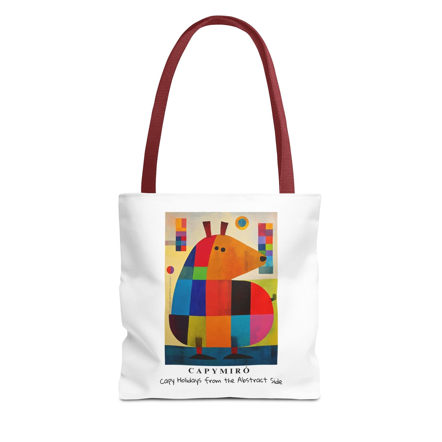 Capy Miro Christmas Tote Bag – Surreal Capybara Art – Capy Holiday from the Abstract Side – Joan Miró Inspired Canvas Bag Gift