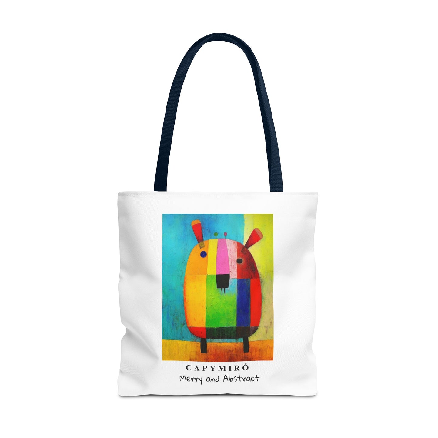 Capy Miro Christmas Tote Bag – Surreal Capybara Art – Merry & Abstract – Joan Miró Inspired Canvas Bag Gift