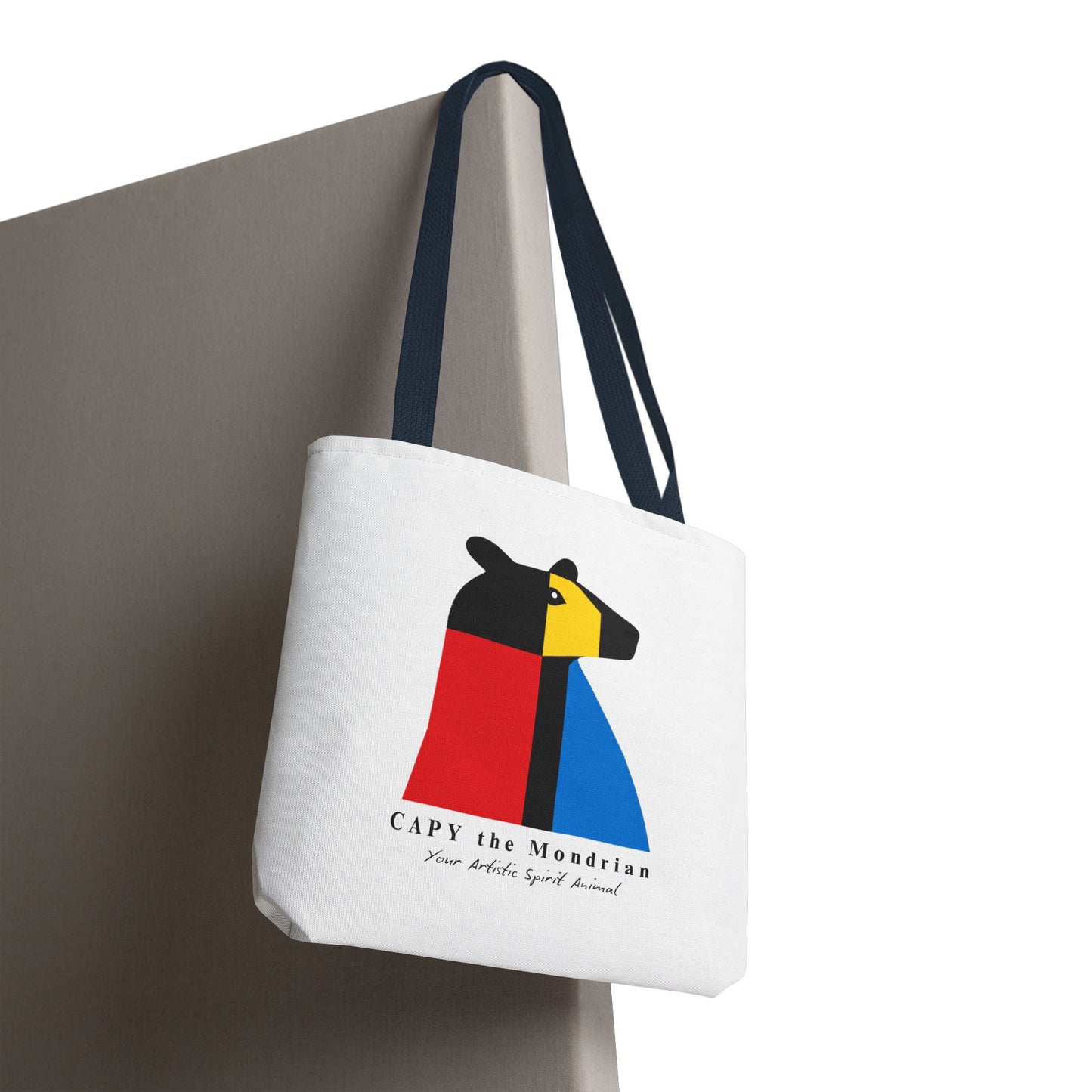 CAPY the Mondrian Tote Bag – Capybara Geometric Art Bag – Your Artistic Animal – Abstract Red Blue Yellow Canvas Tote
