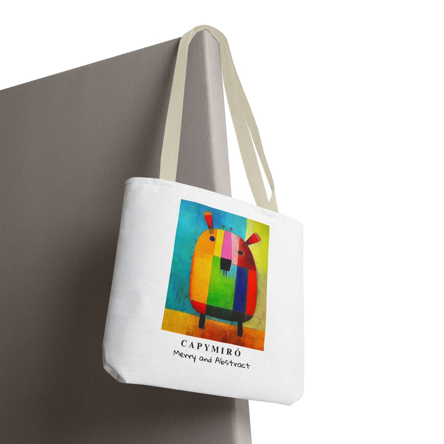 Capy Miro Christmas Tote Bag – Surreal Capybara Art – Merry & Abstract – Joan Miró Inspired Canvas Bag Gift