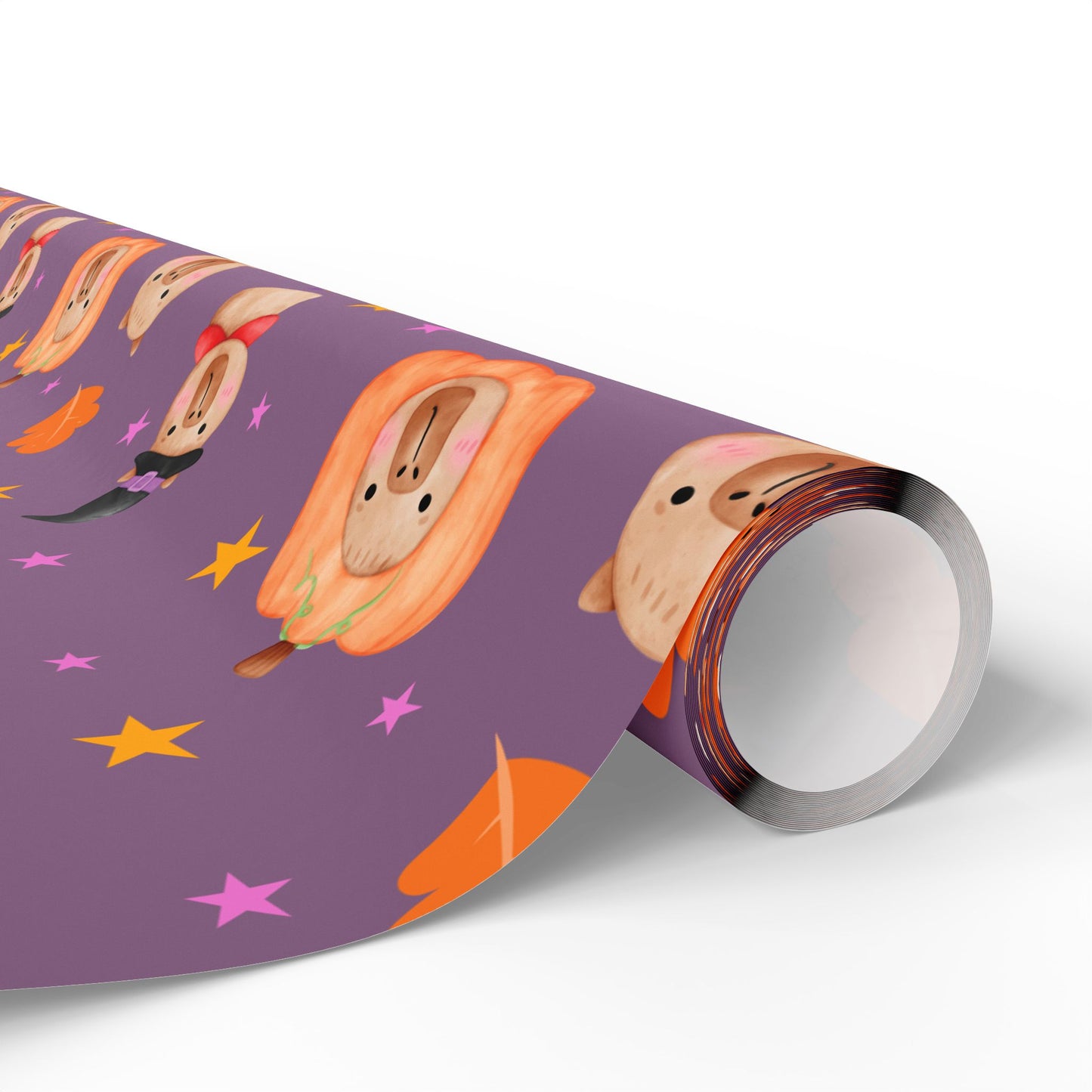 Halloween Capybara Gift Wrapping Paper, Spooky Season Wrap, Cute Pumpkin & Ghost Design, Fall Decorating, Party Supplies, Trick or Treat