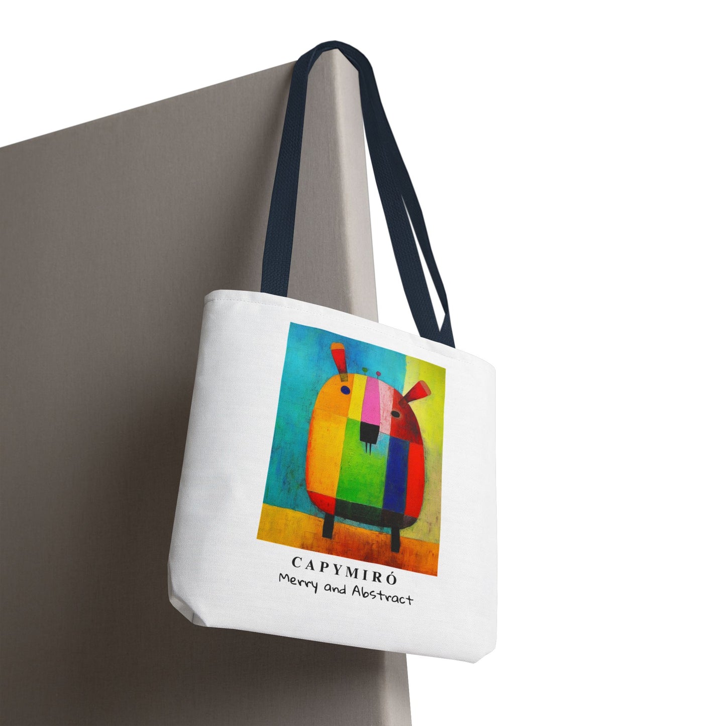 Capy Miro Christmas Tote Bag – Surreal Capybara Art – Merry & Abstract – Joan Miró Inspired Canvas Bag Gift