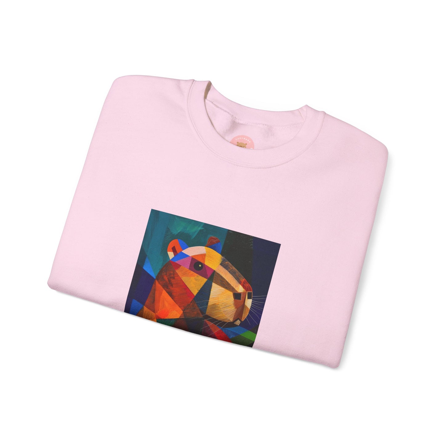 Capycasso Capybara sweatshirt features a painting inspired by Pablo Picasso, with abstract forms and geometric shapes. It adds a funny vibe and is perfect for capybara and art lovers. This cozy sweatshirt is ideal for colder months and offers a comfy wearing experience with top-tier durability.