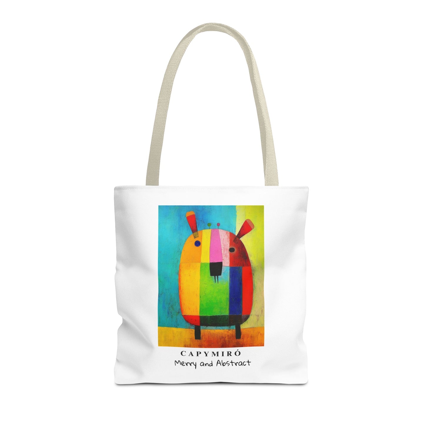 Capy Miro Christmas Tote Bag – Surreal Capybara Art – Merry & Abstract – Joan Miró Inspired Canvas Bag Gift
