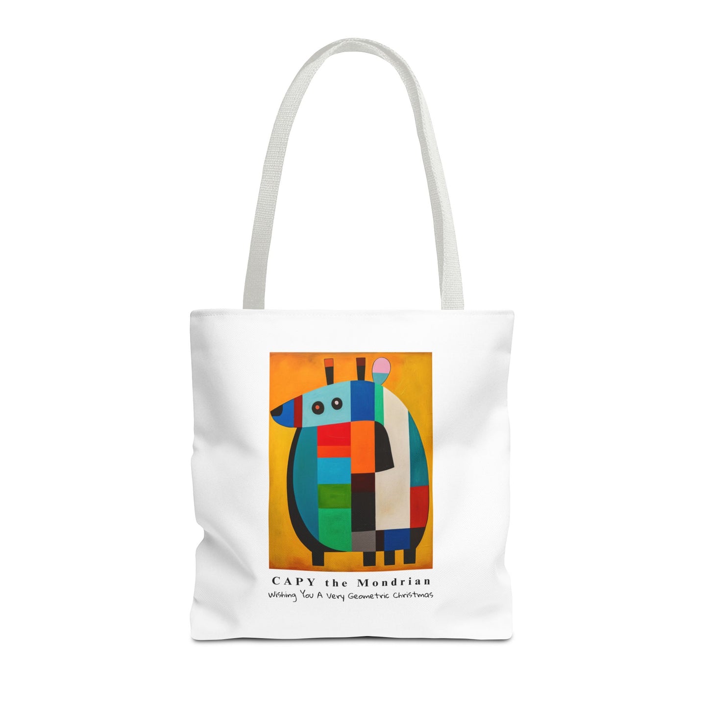 Capybara Christmas Tote Bag – CAPY the Mondrian Series – Wishing You a Very Geometric Christmas – Abstract Art Lover Gift