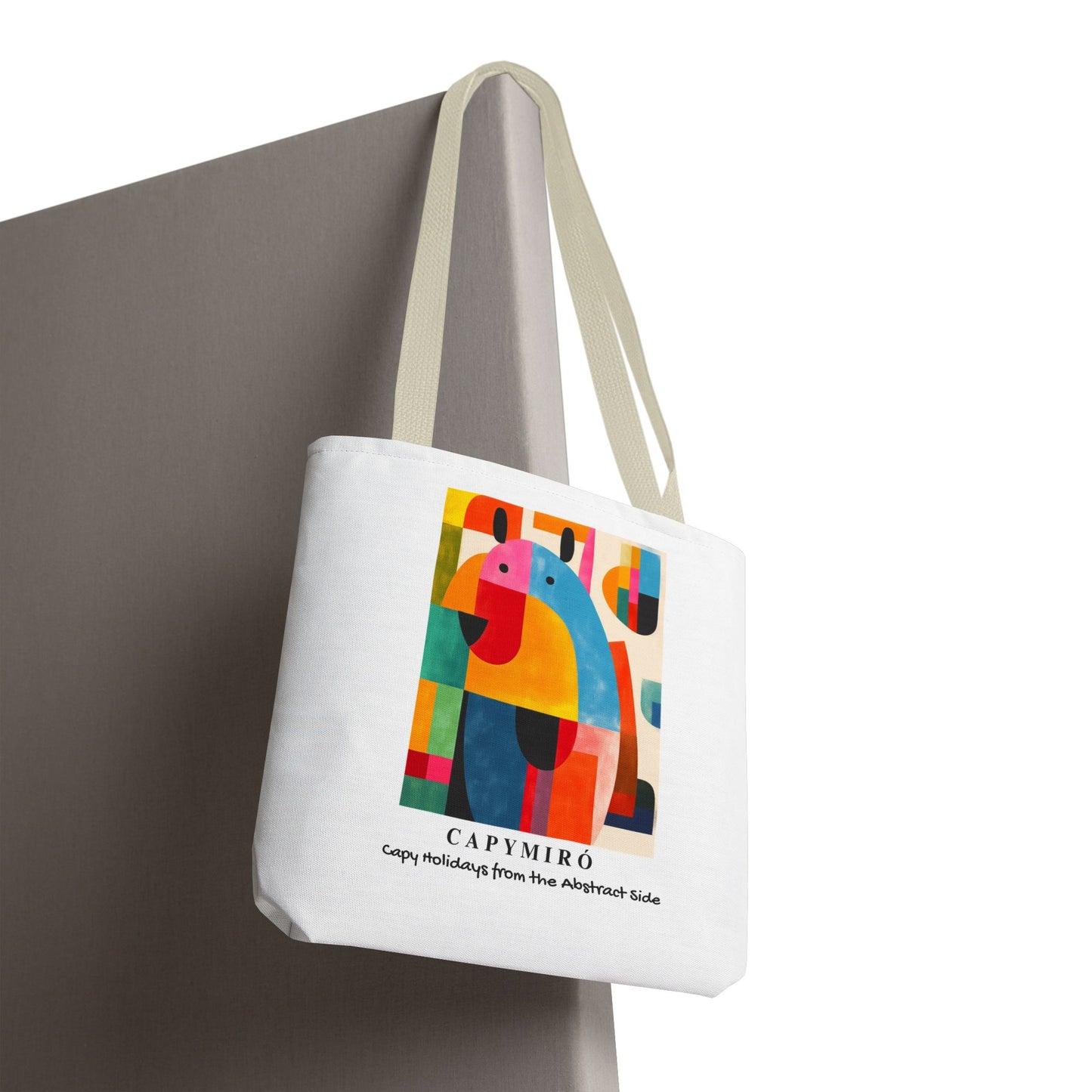 Capy Miro II Christmas Tote Bag – Surreal Capybara Art – Capy Holiday from the Abstract Side – Joan Miró Inspired Canvas Bag Gift