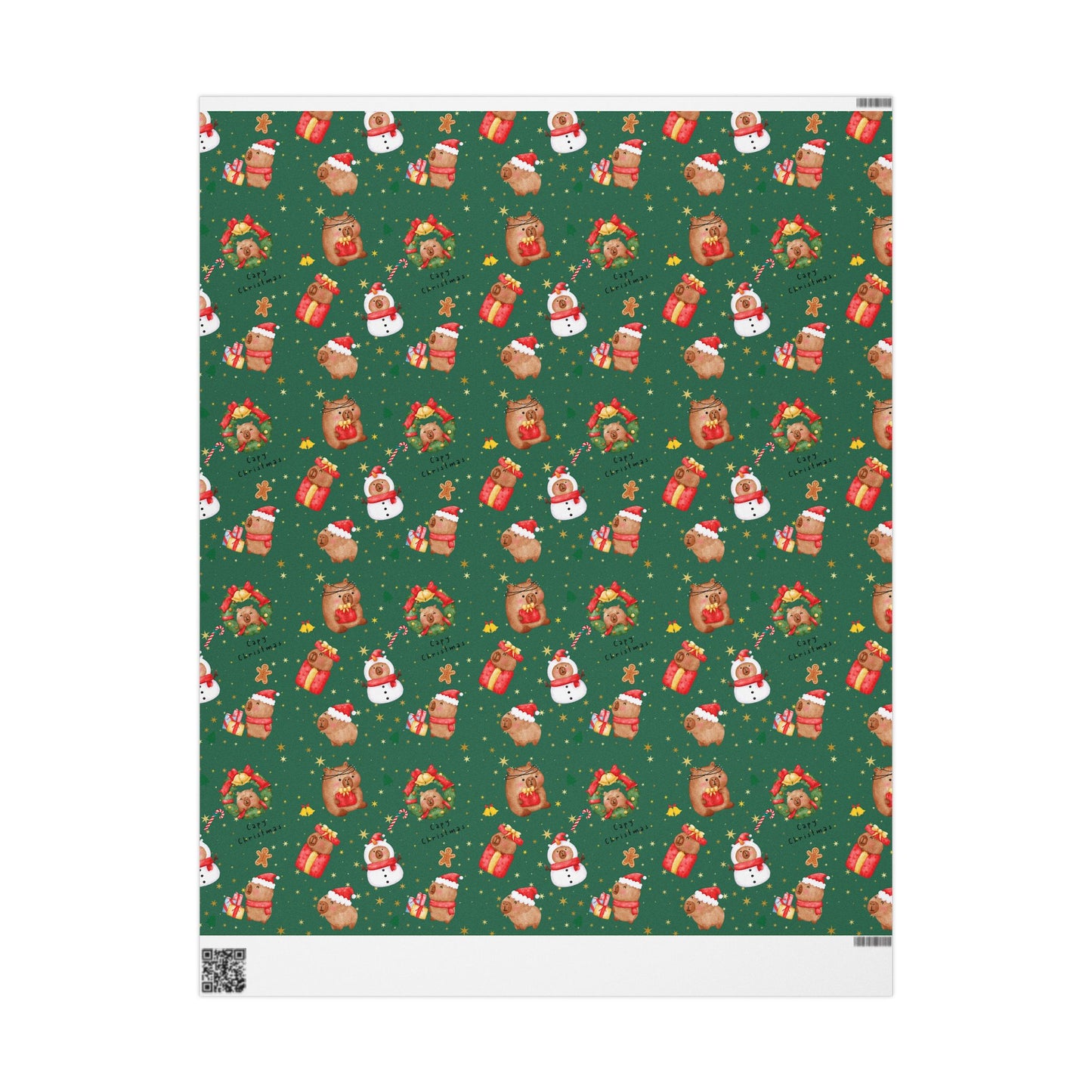 Capybara Christmas Wrapping Paper (Green) , Chirstmas Season Wrap, Cute Gift Wrap for Capybara Lovers, Winter Decorating, Party Supplies, Merry Christmas