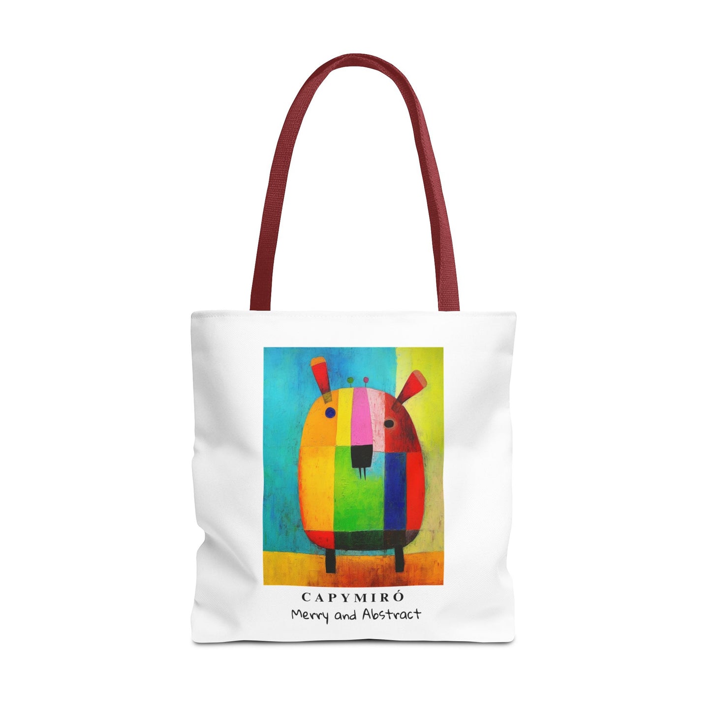 Capy Miro Christmas Tote Bag – Surreal Capybara Art – Merry & Abstract – Joan Miró Inspired Canvas Bag Gift