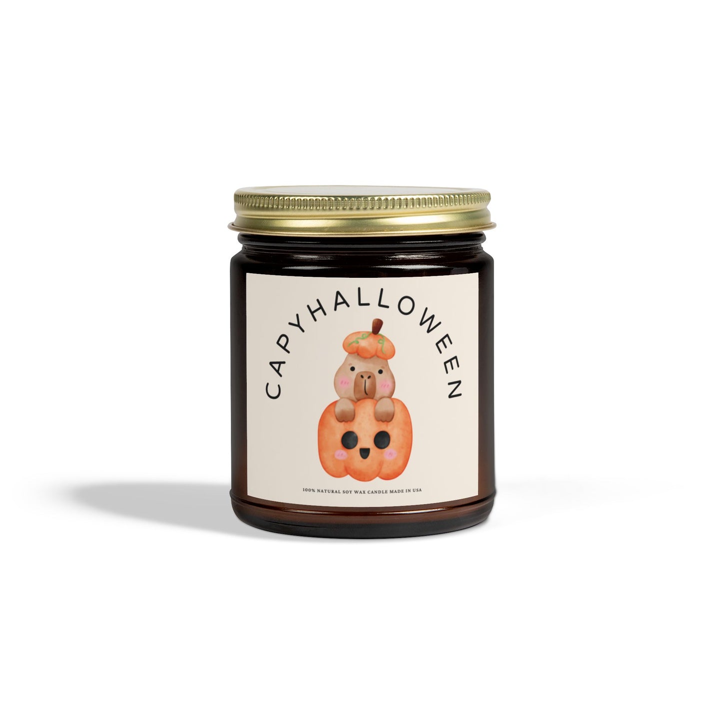 Capybara Halloween Scented Candle, Coconut Apricot Wax (4oz, 9oz) - Fart Heart Design