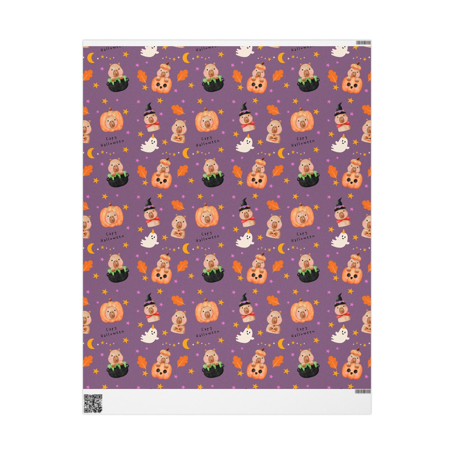 Halloween Capybara Gift Wrapping Paper, Spooky Season Wrap, Cute Pumpkin & Ghost Design, Fall Decorating, Party Supplies, Trick or Treat