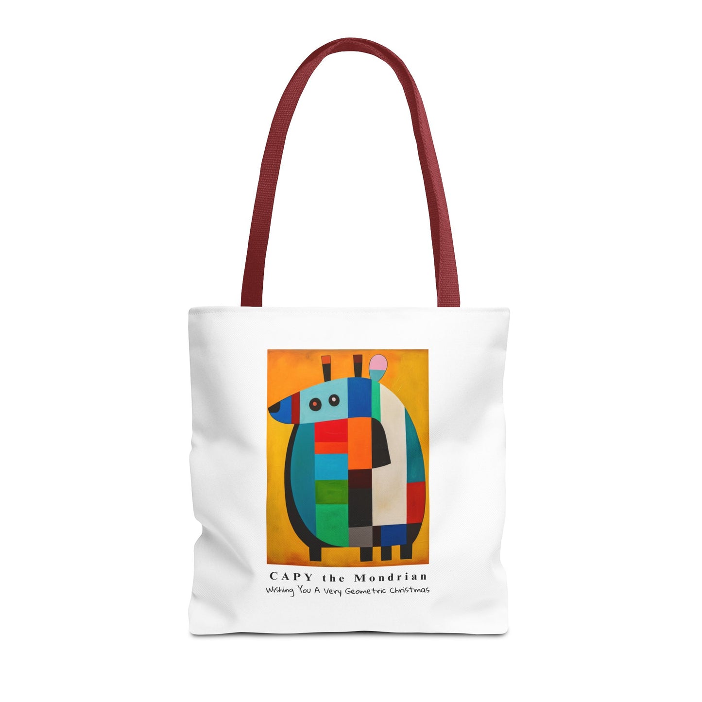 Capybara Christmas Tote Bag – CAPY the Mondrian Series – Wishing You a Very Geometric Christmas – Abstract Art Lover Gift