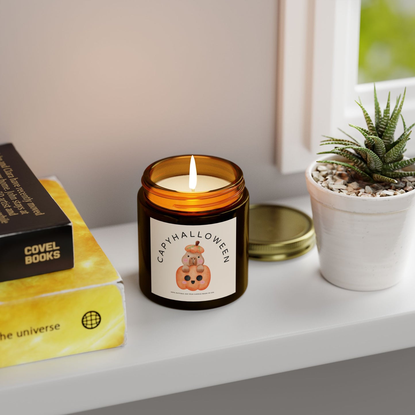 Capybara Halloween Scented Candle, Coconut Apricot Wax (4oz, 9oz) - Fart Heart Design