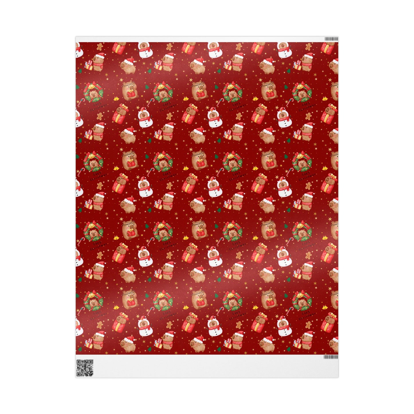 Capybara Christmas Wrapping Paper (Red), Chirstmas Season Wrap, Cute Gift Wrap for Capybara Lovers, Winter Decorating, Party Supplies, Merry Christmas