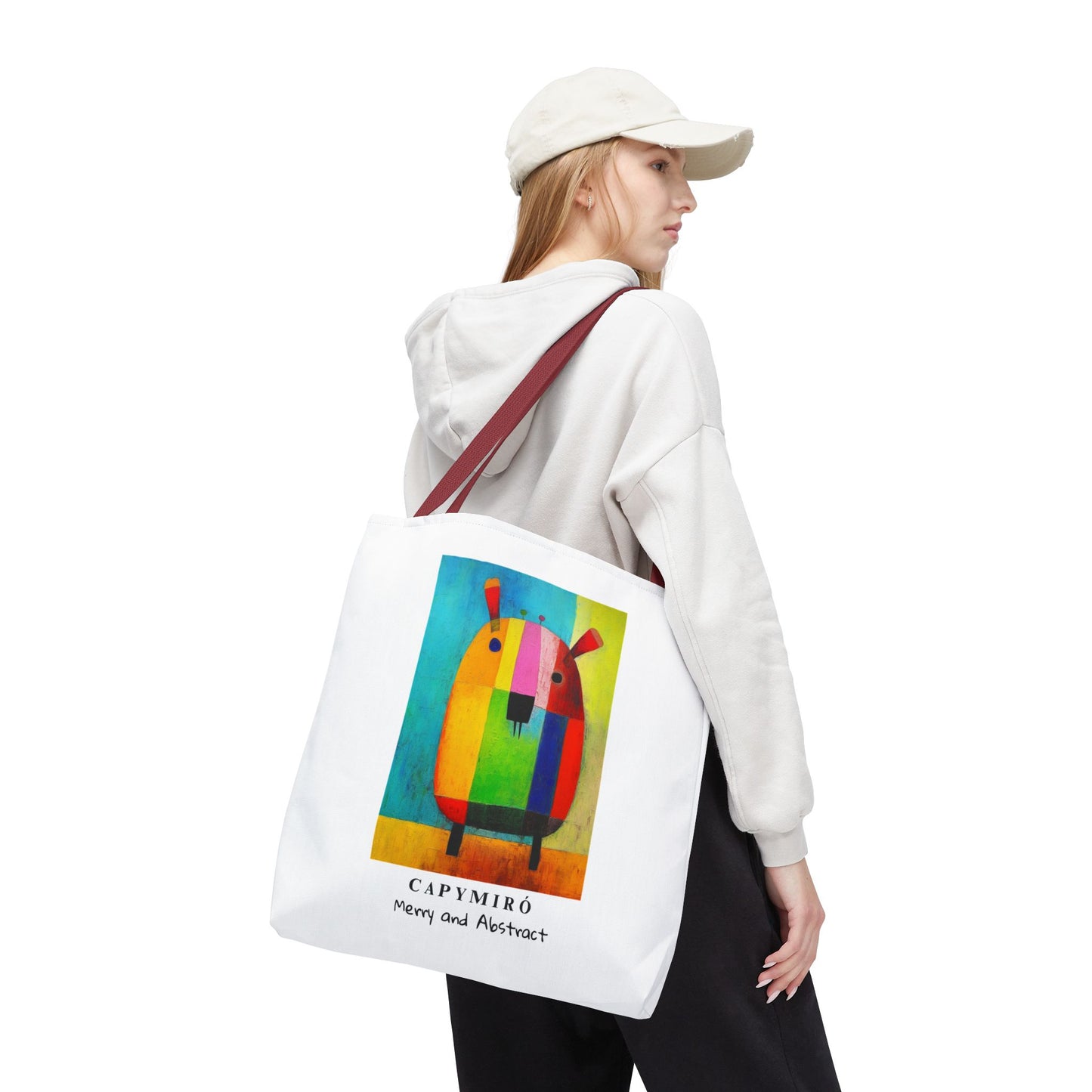 Capy Miro Christmas Tote Bag – Surreal Capybara Art – Merry & Abstract – Joan Miró Inspired Canvas Bag Gift