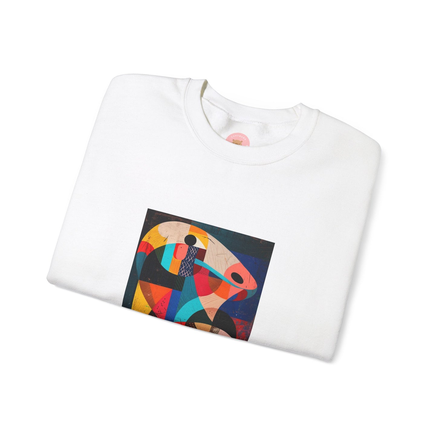 Capycasso Capybara sweatshirt features a painting inspired by Pablo Picasso, with very abstract forms and geometric shapes. It adds a funny vibe and is perfect for capybara and art lovers. This cozy sweatshirt is ideal for colder months and offers a comfy wearing experience with top-tier durability.