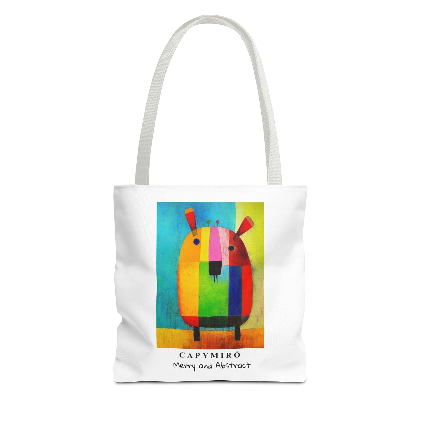 Capy Miro Christmas Tote Bag – Surreal Capybara Art – Merry & Abstract – Joan Miró Inspired Canvas Bag Gift