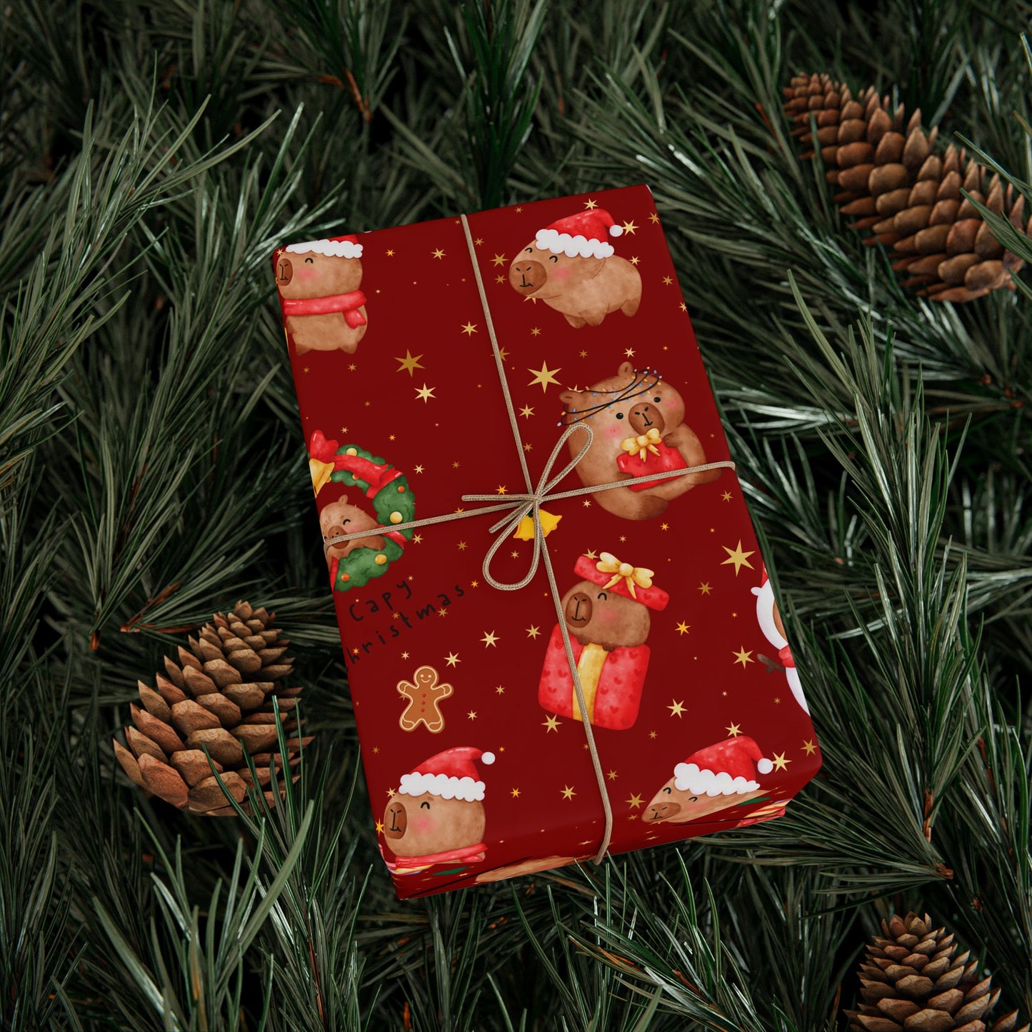 Capybara Christmas Wrapping Paper (Red), Chirstmas Season Wrap, Cute Gift Wrap for Capybara Lovers, Winter Decorating, Party Supplies, Merry Christmas