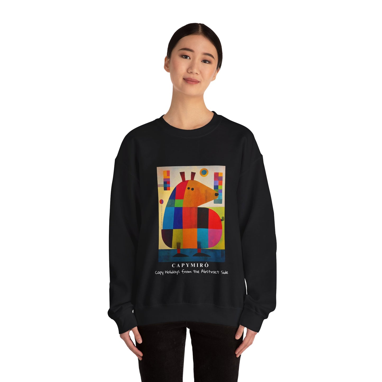 Capybara Christmas Sweatshirt – Funny Surreal Holiday Sweater – Capy Miro Christmas Gift Idea