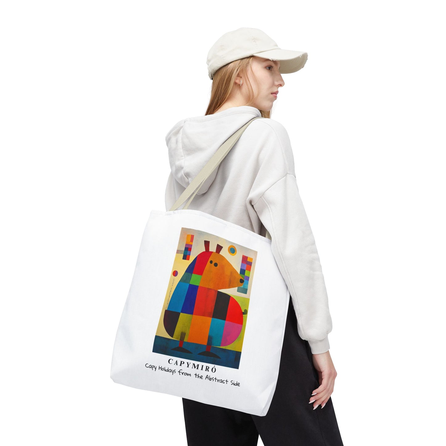 Capy Miro Christmas Tote Bag – Surreal Capybara Art – Capy Holiday from the Abstract Side – Joan Miró Inspired Canvas Bag Gift