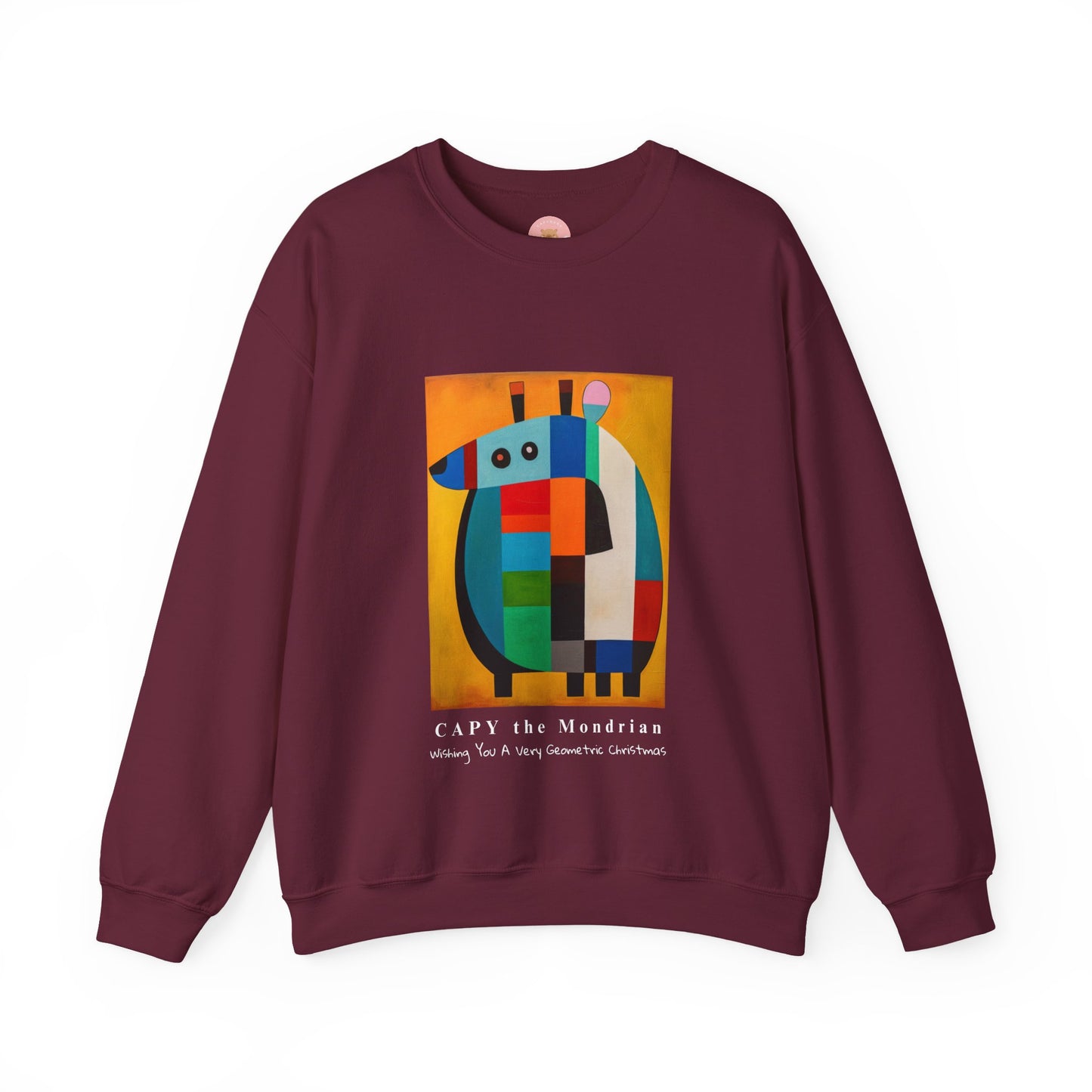 Capybara Christmas Sweatshirt – CAPY the Mondrian Series – Funny Abstract Holiday Gift