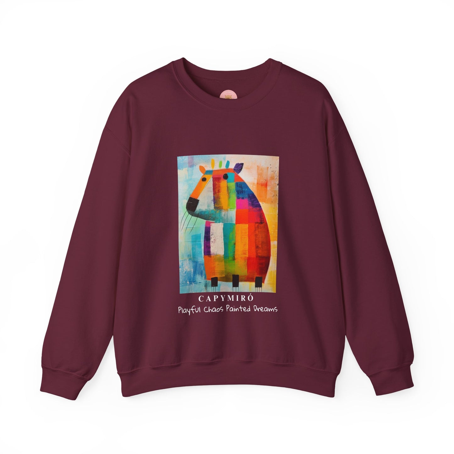 Capy Miro Sweatshirt – Playful Chaos Painted Dreams – Surreal Capybara Art Pullover – Colorful Joan Miró Inspired Unisex Sweater