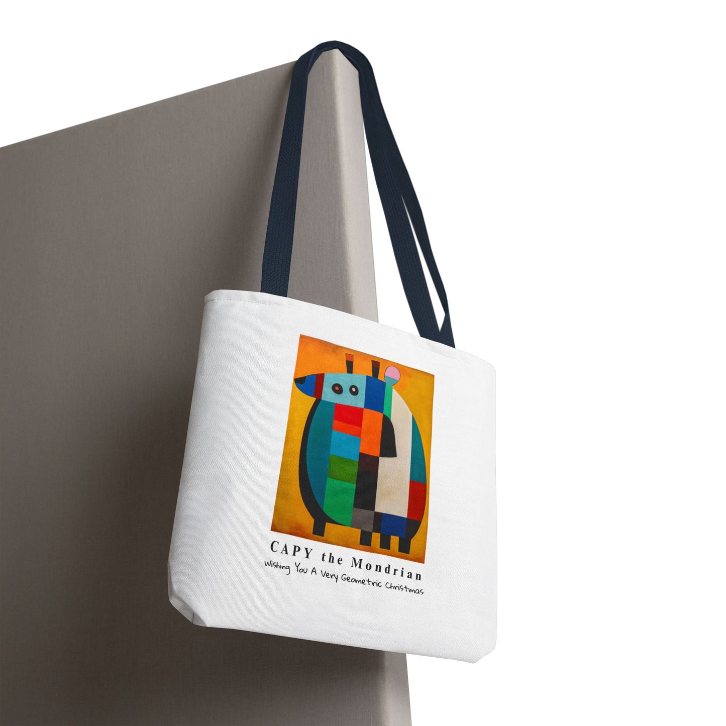 Capybara Christmas Tote Bag – CAPY the Mondrian Series – Wishing You a Very Geometric Christmas – Abstract Art Lover Gift