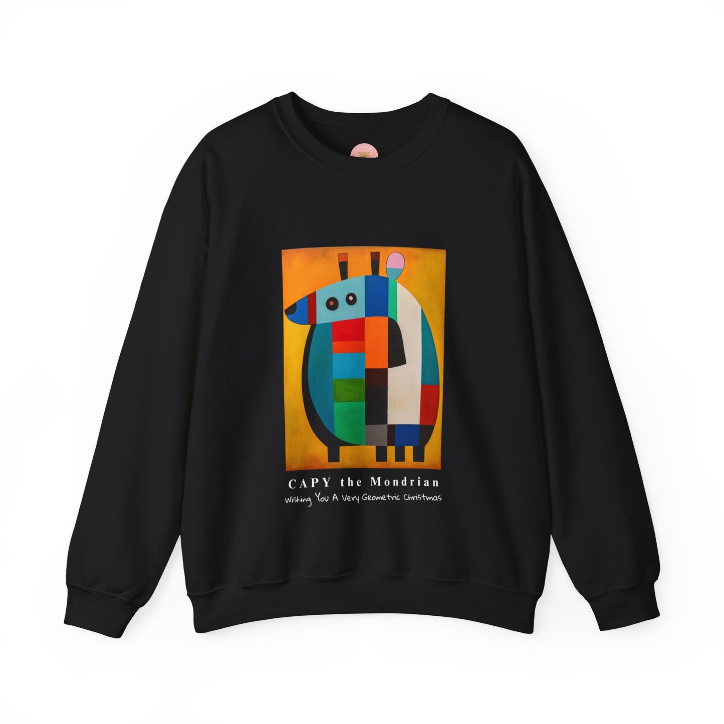 Capybara Christmas Sweatshirt – CAPY the Mondrian Series – Funny Abstract Holiday Gift
