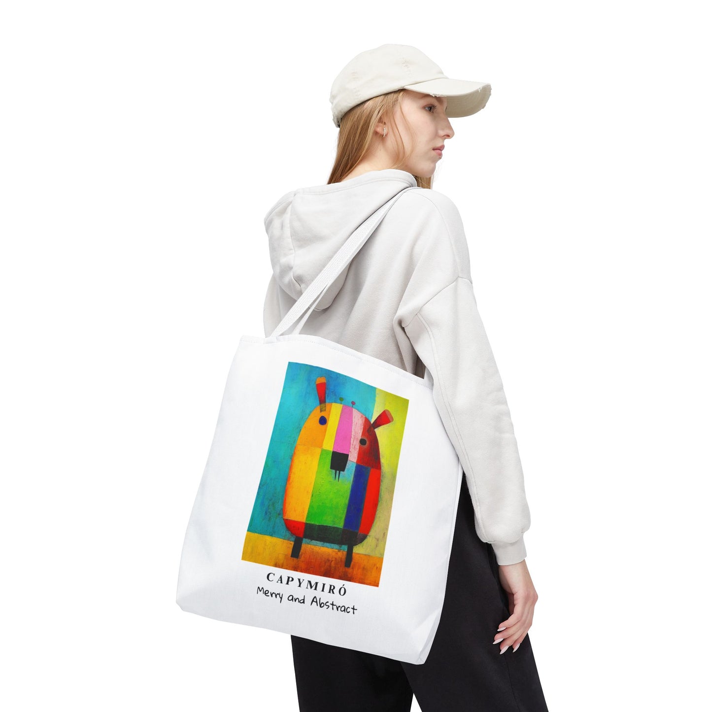 Capy Miro Christmas Tote Bag – Surreal Capybara Art – Merry & Abstract – Joan Miró Inspired Canvas Bag Gift