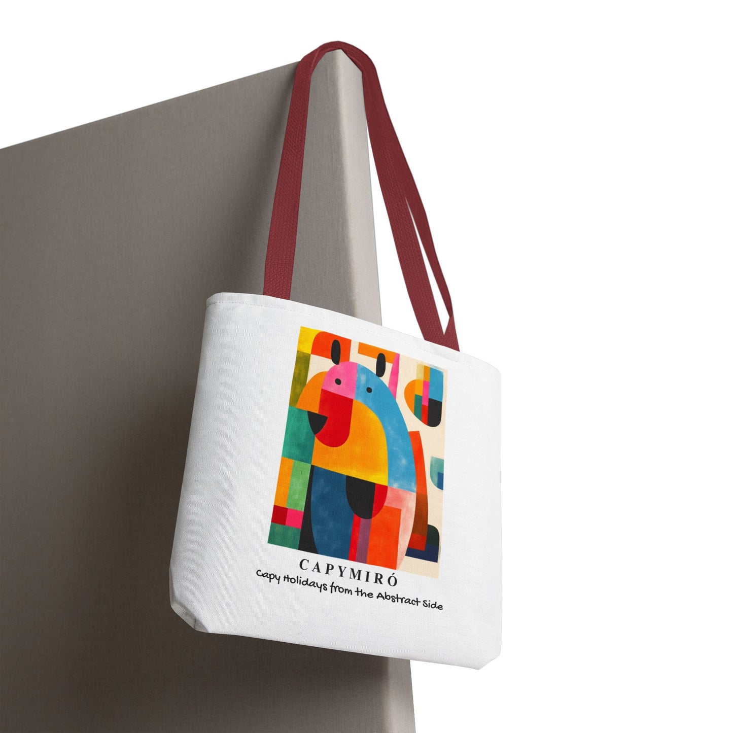 Capy Miro II Christmas Tote Bag – Surreal Capybara Art – Capy Holiday from the Abstract Side – Joan Miró Inspired Canvas Bag Gift