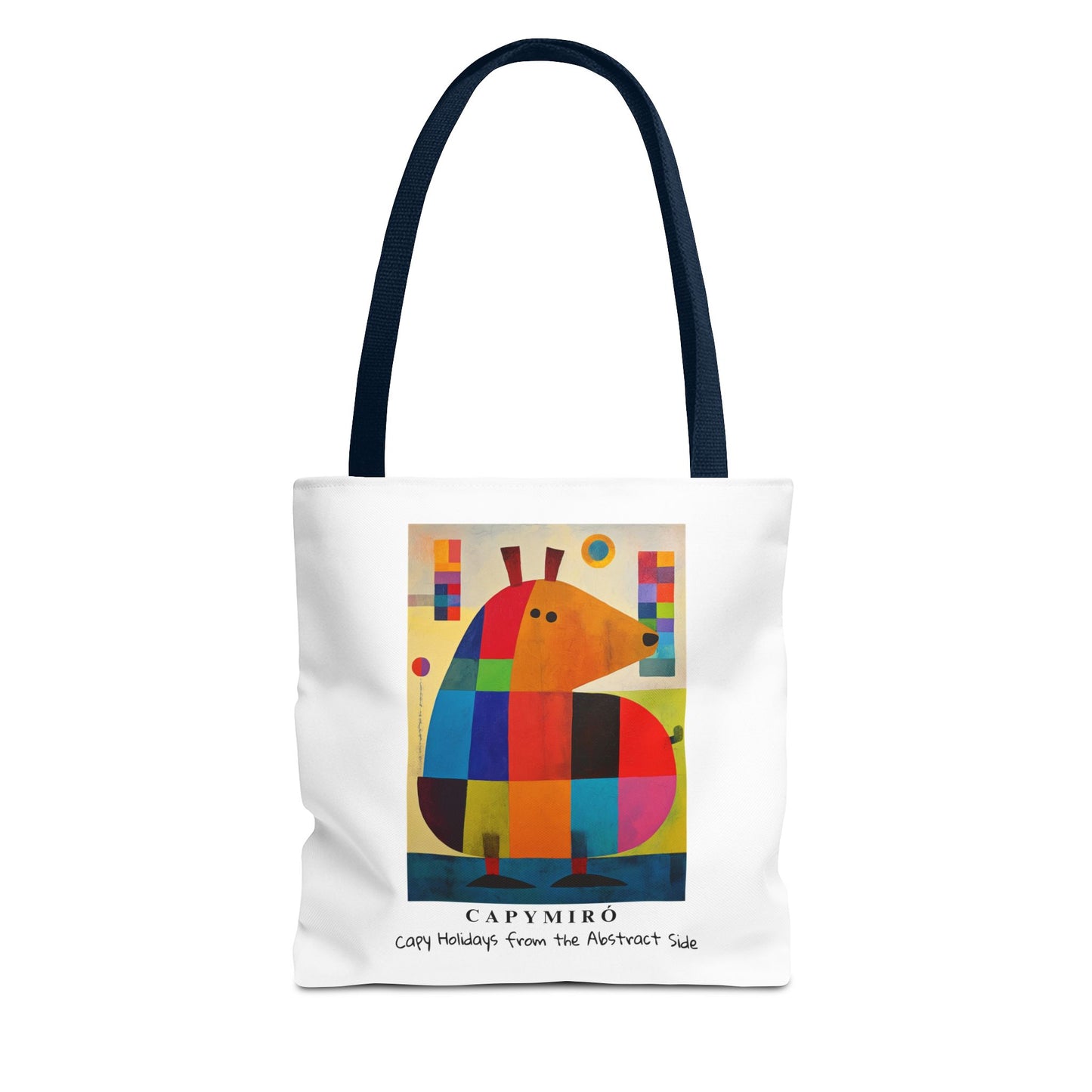 Capy Miro Christmas Tote Bag – Surreal Capybara Art – Capy Holiday from the Abstract Side – Joan Miró Inspired Canvas Bag Gift