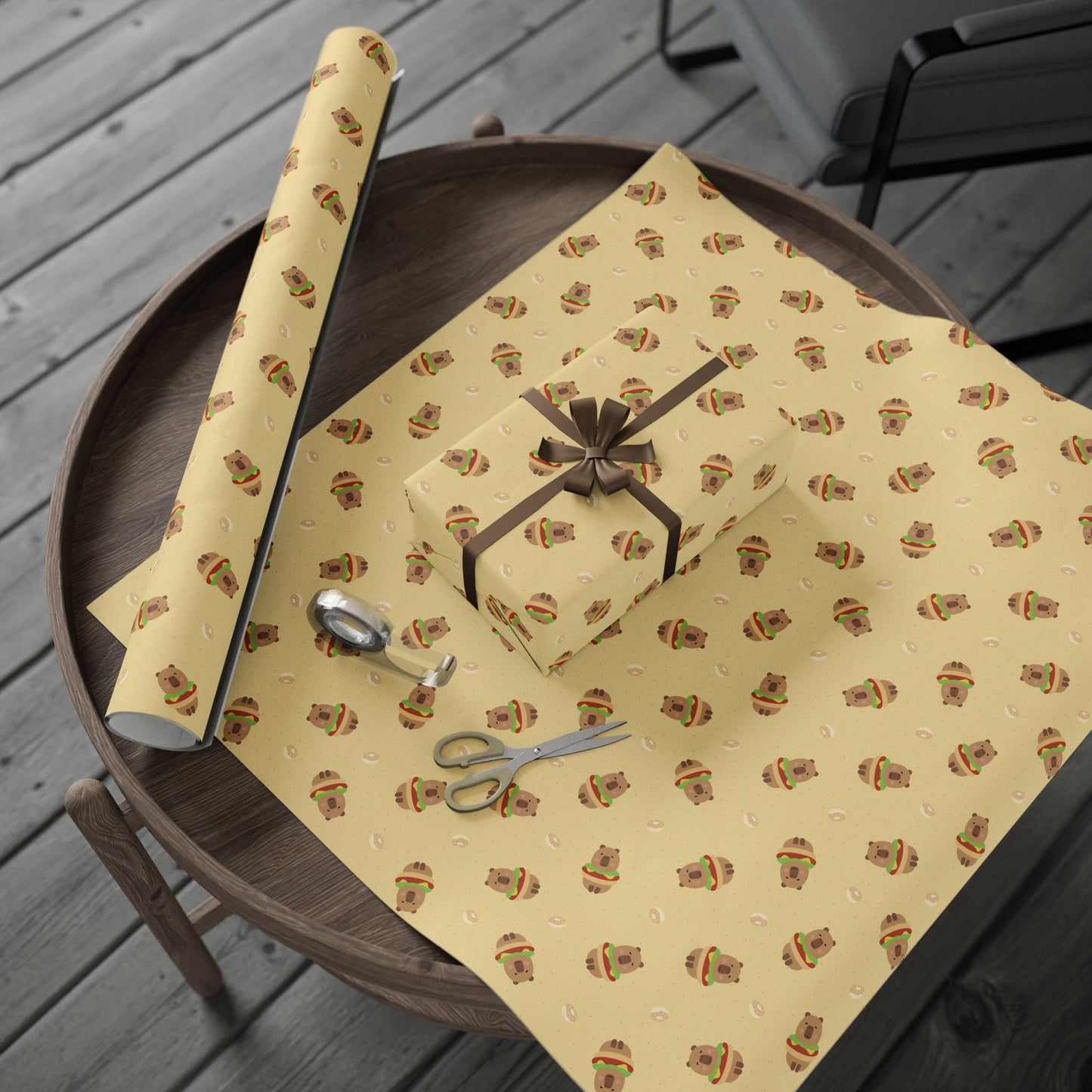 Capybara hamburger and donut Wrapping Paper