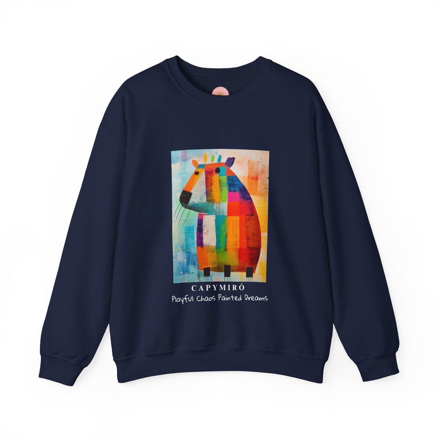 Capy Miro Sweatshirt – Playful Chaos Painted Dreams – Surreal Capybara Art Pullover – Colorful Joan Miró Inspired Unisex Sweater