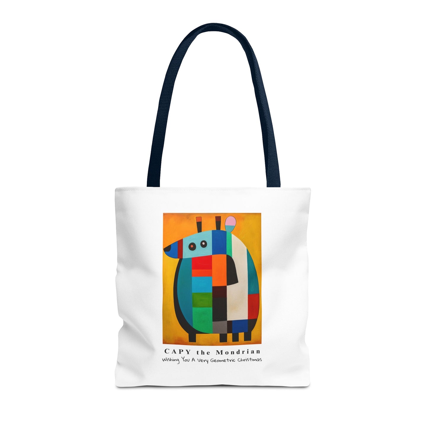 Capybara Christmas Tote Bag – CAPY the Mondrian Series – Wishing You a Very Geometric Christmas – Abstract Art Lover Gift