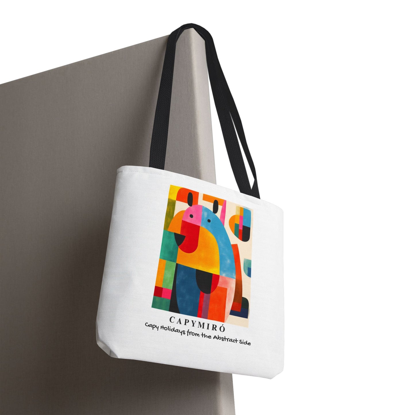 Capy Miro II Christmas Tote Bag – Surreal Capybara Art – Capy Holiday from the Abstract Side – Joan Miró Inspired Canvas Bag Gift