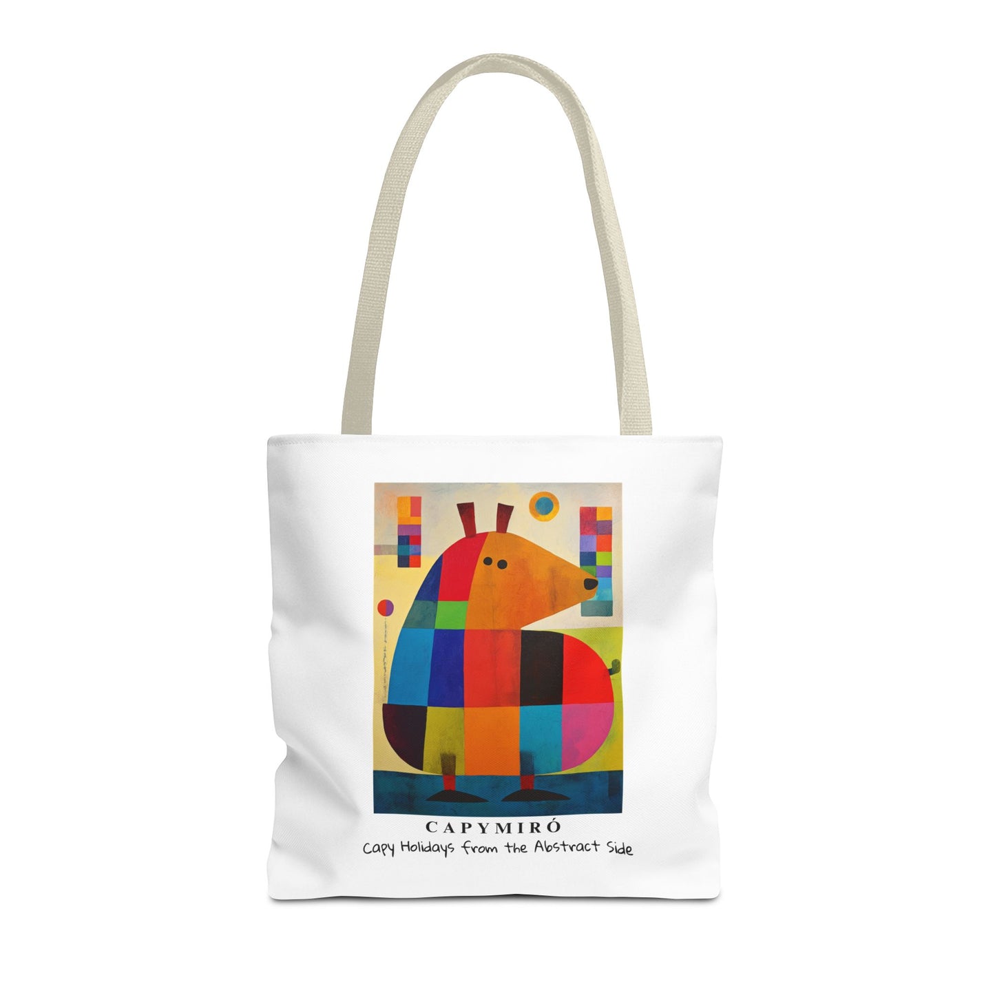 Capy Miro Christmas Tote Bag – Surreal Capybara Art – Capy Holiday from the Abstract Side – Joan Miró Inspired Canvas Bag Gift