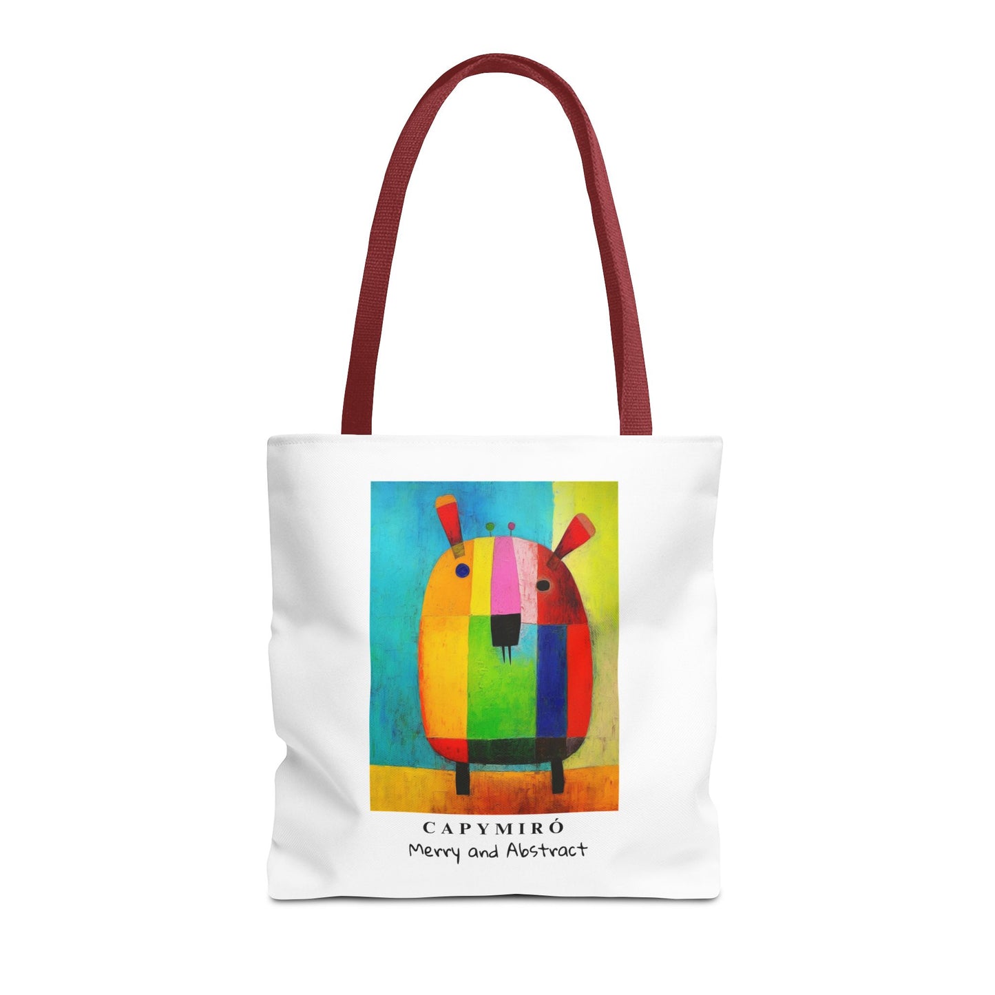 Capy Miro Christmas Tote Bag – Surreal Capybara Art – Merry & Abstract – Joan Miró Inspired Canvas Bag Gift