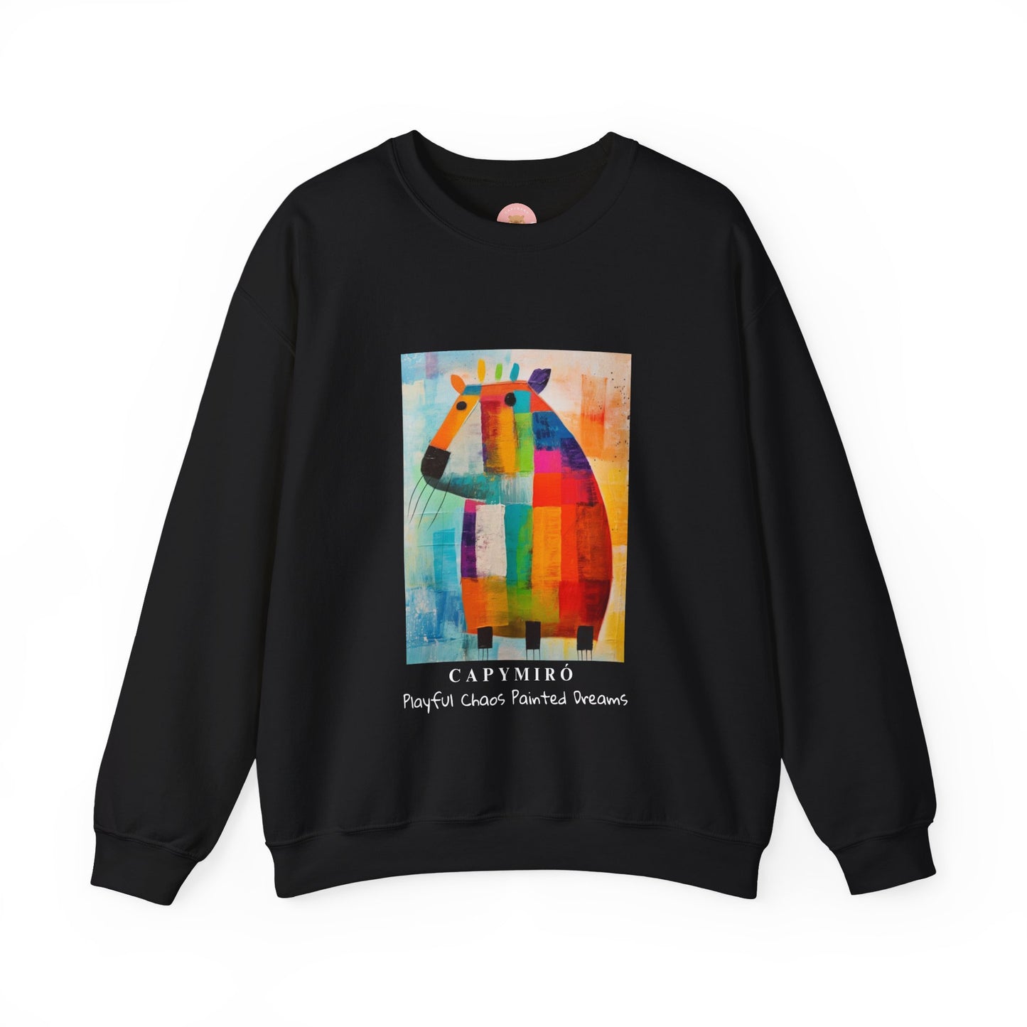 Capy Miro Sweatshirt – Playful Chaos Painted Dreams – Surreal Capybara Art Pullover – Colorful Joan Miró Inspired Unisex Sweater