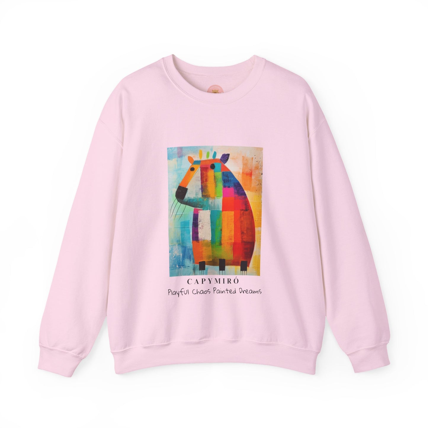 Capy Miro Sweatshirt – Playful Chaos Painted Dreams – Surreal Capybara Art Pullover – Colorful Joan Miró Inspired Unisex Sweater