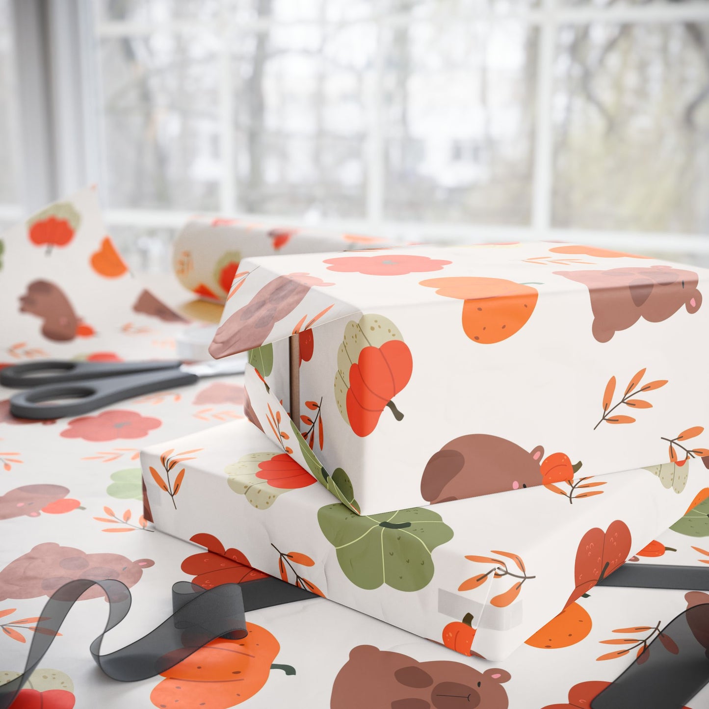 Capybara Pumpkin Wrapping Paper, Spooky Season Wrap, Cute Halloween Gift Wrap for Capybara Lovers, Fall Decorating, Party Supplies, Trick or Treat