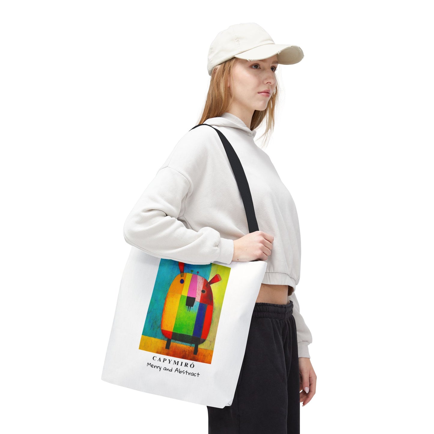Capy Miro Christmas Tote Bag – Surreal Capybara Art – Merry & Abstract – Joan Miró Inspired Canvas Bag Gift