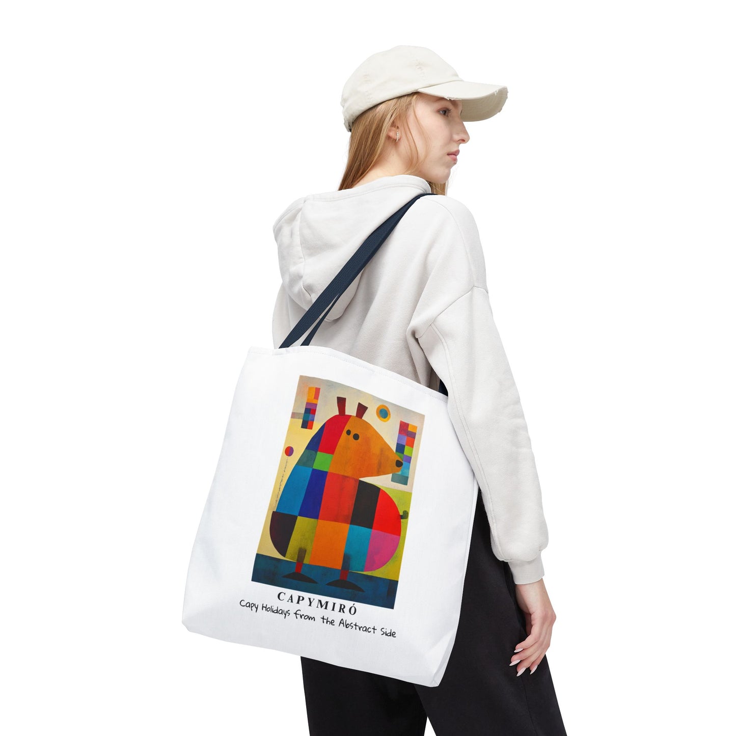 Capy Miro Christmas Tote Bag – Surreal Capybara Art – Capy Holiday from the Abstract Side – Joan Miró Inspired Canvas Bag Gift