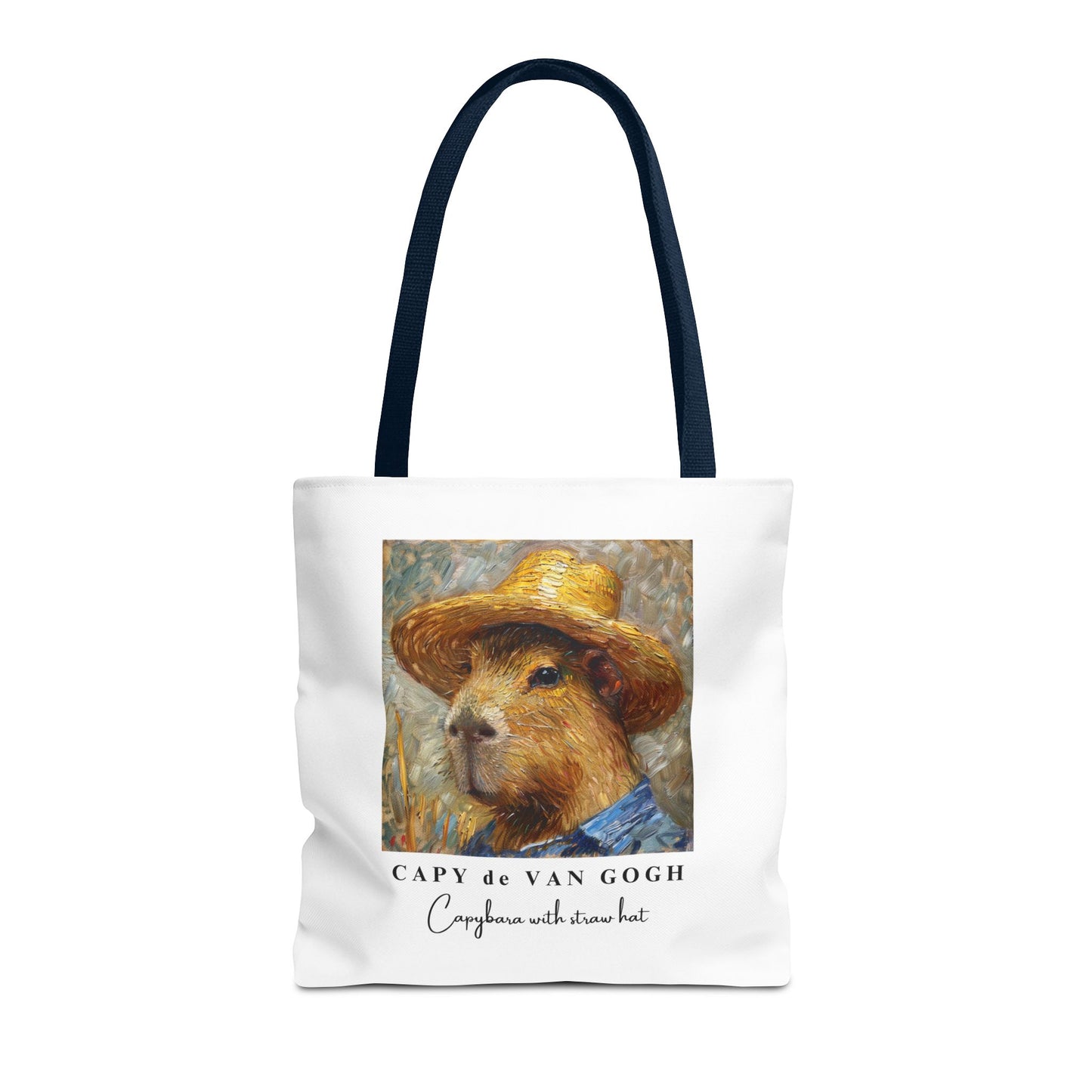 Capybara with a Straw Hat Tote Bag – CAPY de VAN GOGH Series – Funny Art Lover Gift, Animal-Inspired Canvas Bag