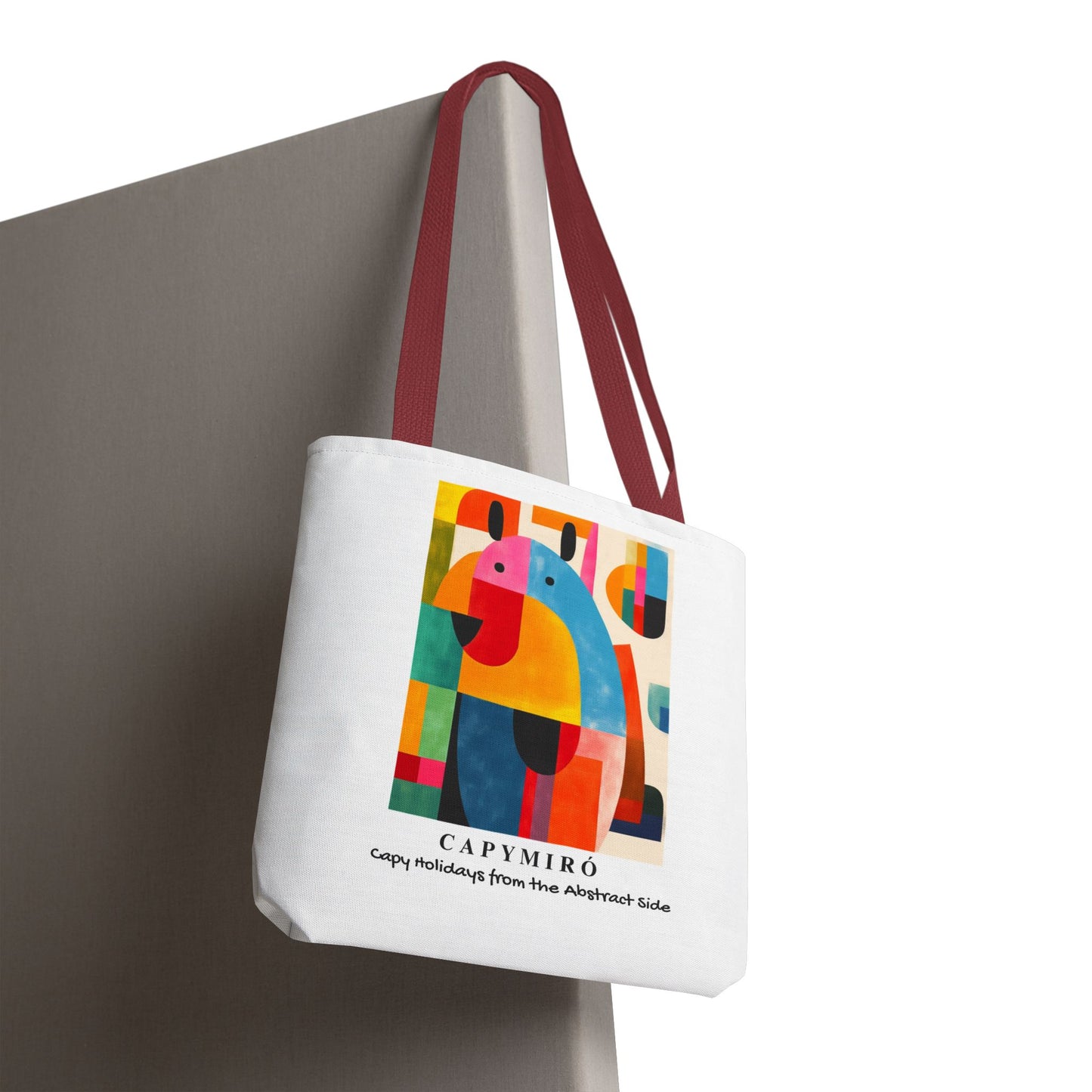 Capy Miro II Christmas Tote Bag – Surreal Capybara Art – Capy Holiday from the Abstract Side – Joan Miró Inspired Canvas Bag Gift