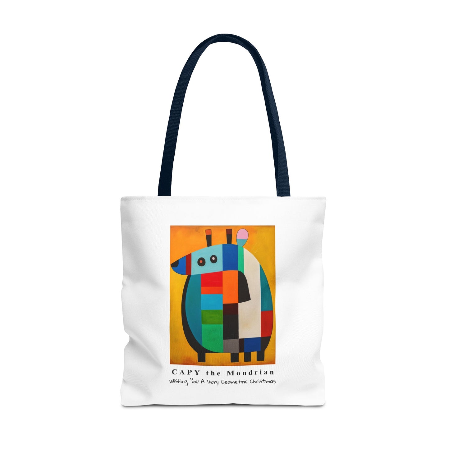 Capybara Christmas Tote Bag – CAPY the Mondrian Series – Wishing You a Very Geometric Christmas – Abstract Art Lover Gift