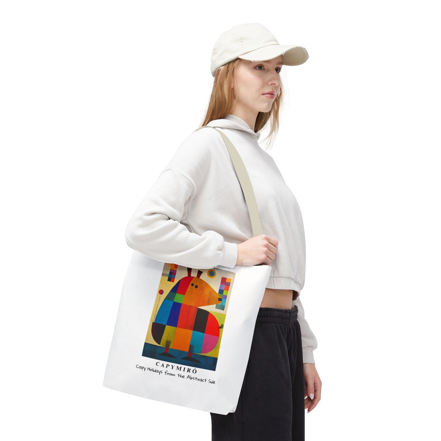 Capy Miro Christmas Tote Bag – Surreal Capybara Art – Capy Holiday from the Abstract Side – Joan Miró Inspired Canvas Bag Gift