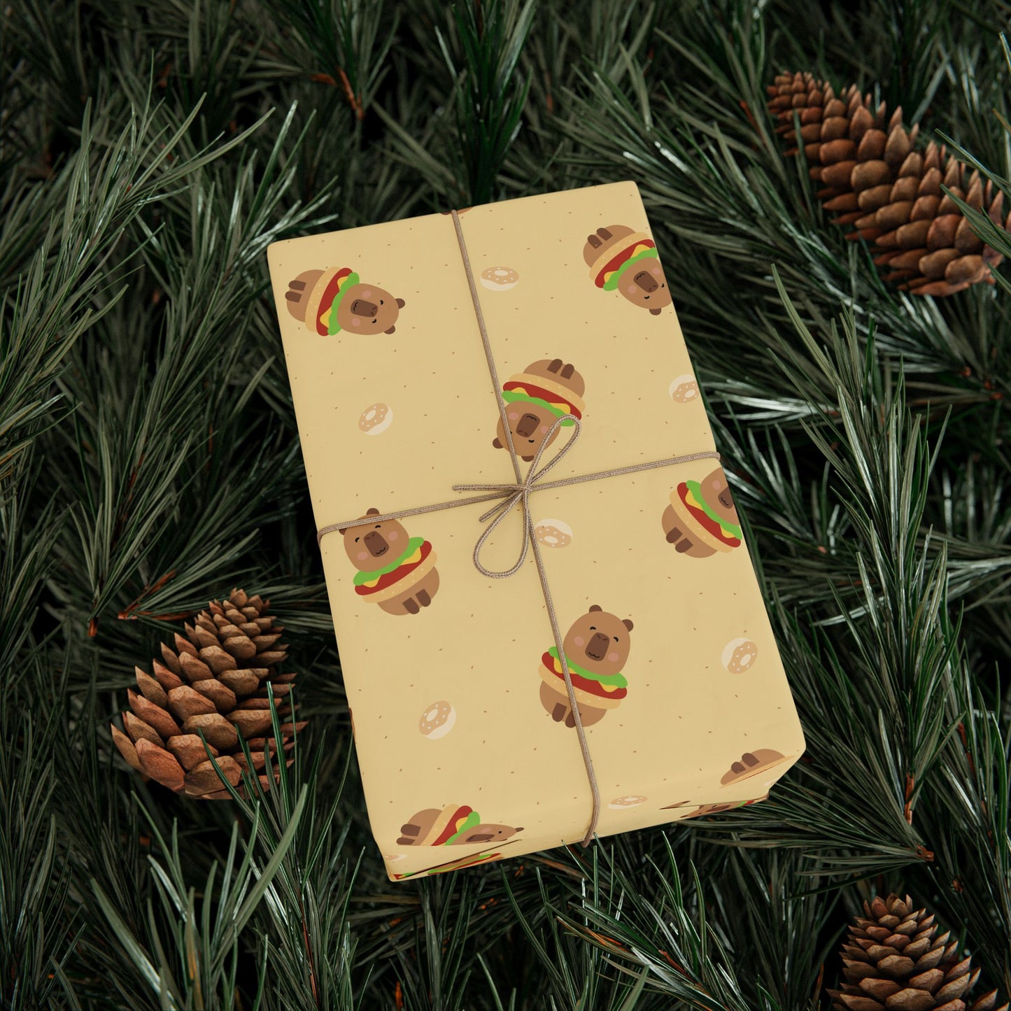 Capybara hamburger and donut Wrapping Paper