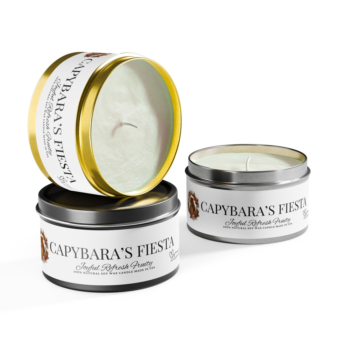 Scented Tin Candles - CAPYBARA’S FIESTA - Tropical Mango Coconut Candle