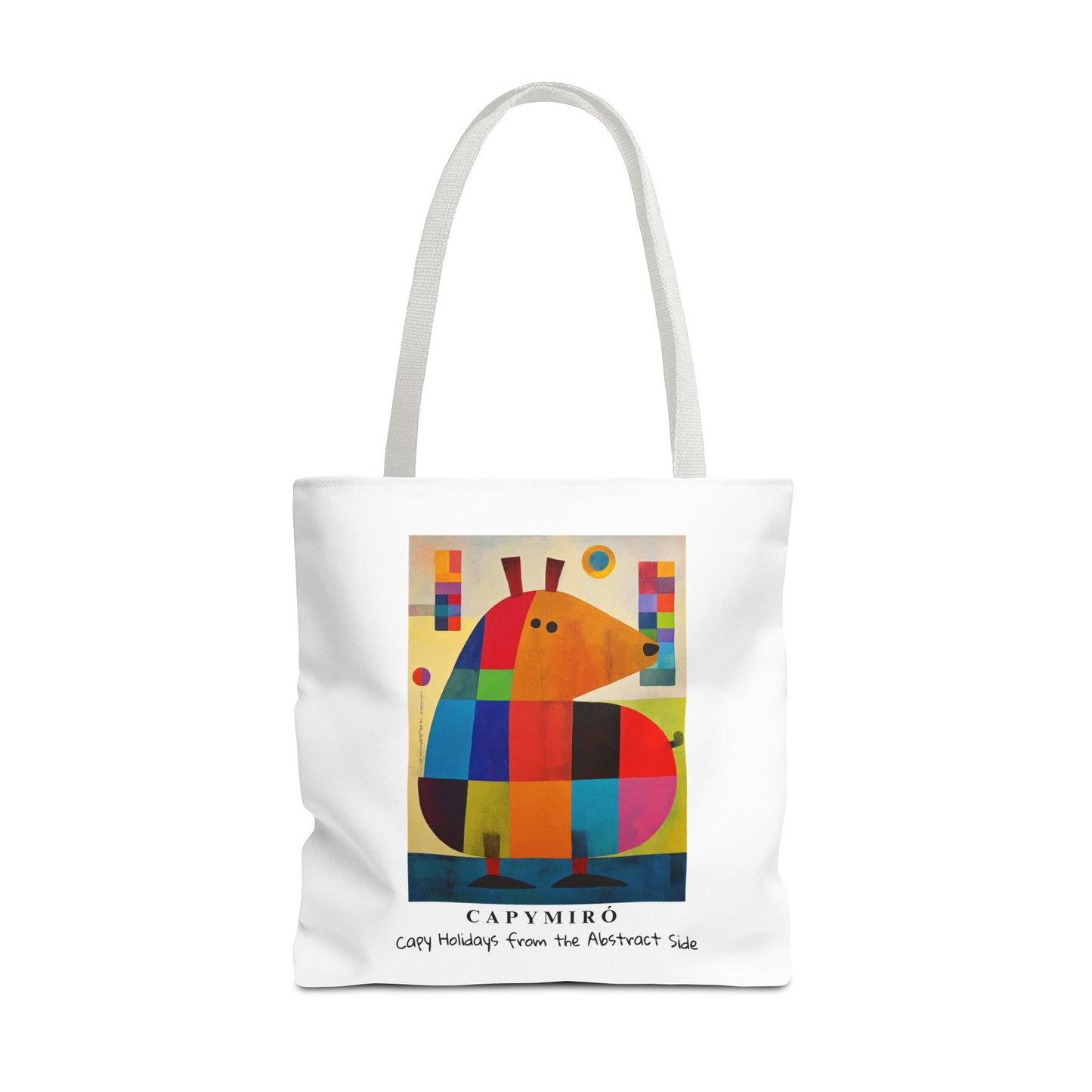 Capy Miro Christmas Tote Bag – Surreal Capybara Art – Capy Holiday from the Abstract Side – Joan Miró Inspired Canvas Bag Gift